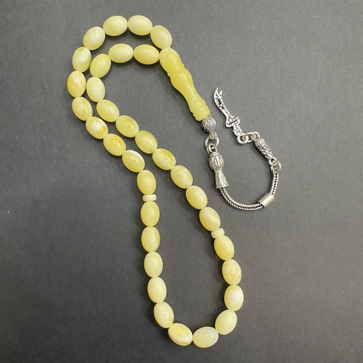 Akça Kaliningrad Damla Kehribar Beyzi Tespih 6*8 (mm)