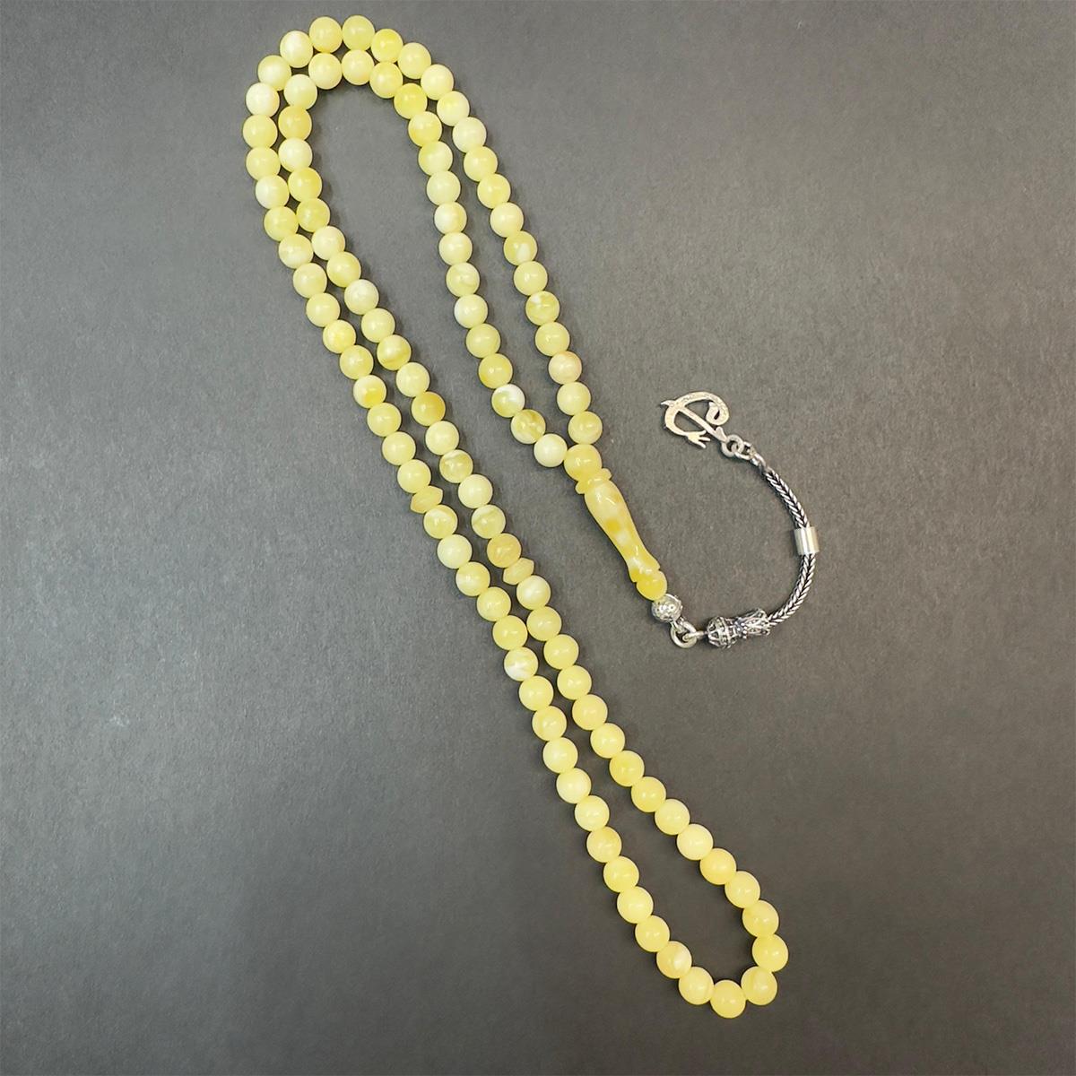 99 luk Akça Damla Kehribar Tespih 5 (mm) -1