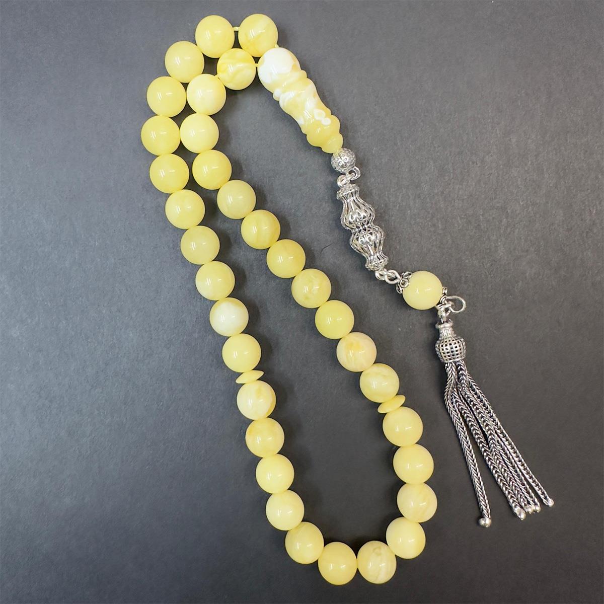 Akça Damla Kehribar Küre Tespih 8,5 (mm)