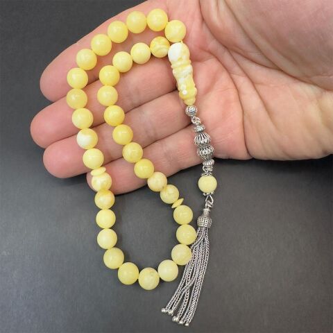 Akça Damla Kehribar Küre Tespih 8,5 (mm)