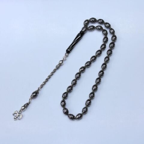 Çeşmi Bülbül İşlemeli Oltu Taşı Tespih 7*10 (mm)