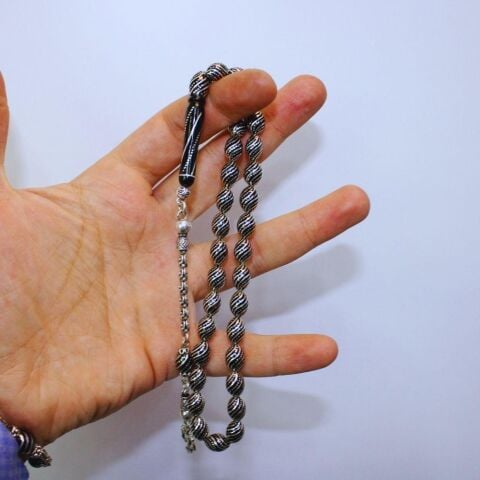 Çeşmi Bülbül İşlemeli Oltu Taşı Tespih 7*10 (mm)