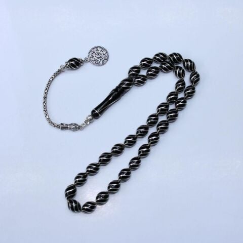 Çeşmi Bülbül İşlemeli Oltu Taşı Tespih Beyzi 7*10 (mm)