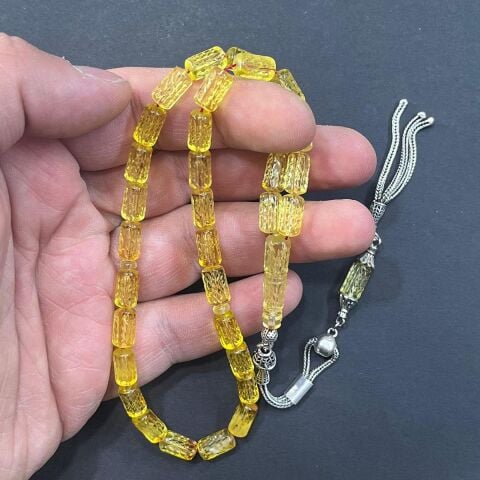 Kalem İşçilikli Kaliningrad Damla Kehribar Tespih 5,5*10 (mm)