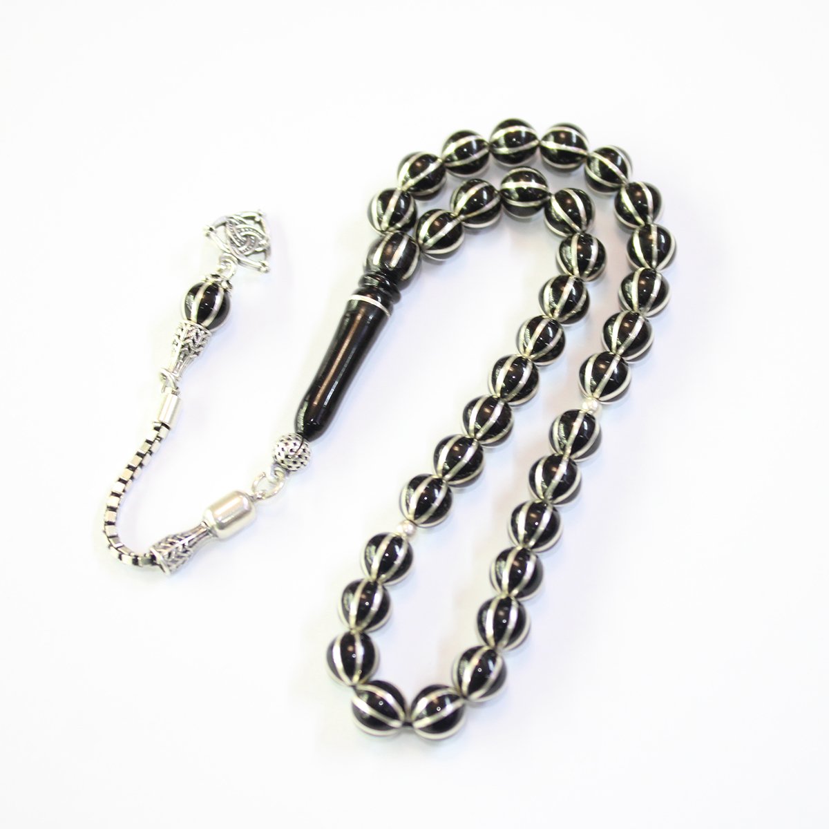 8 li Karpuz İşlemeli Oltu Taşı Tespih 7 (mm)