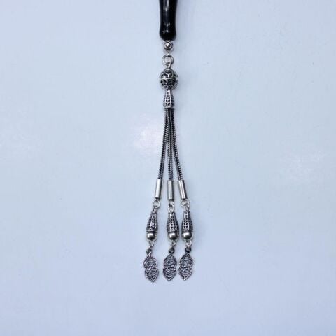 Burgu On İki İşlemeli Oltu Taşı Tespih 9 (mm)