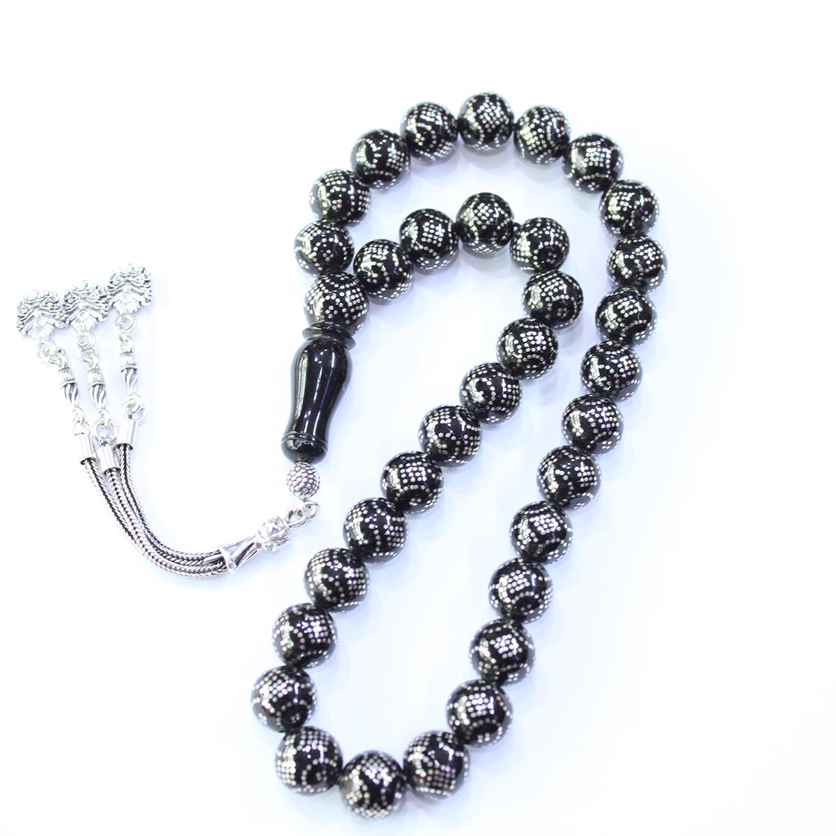 Örgü Baklava İşlemeli Oltu Taşı Tespih 11 (mm)