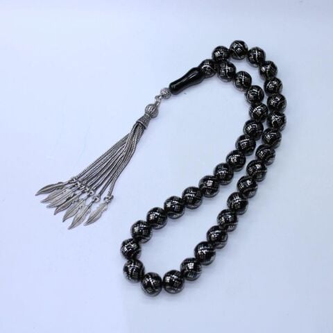 Sarmal Baklava İşlemeli Oltu Taşı Tespih 10,5 (mm)