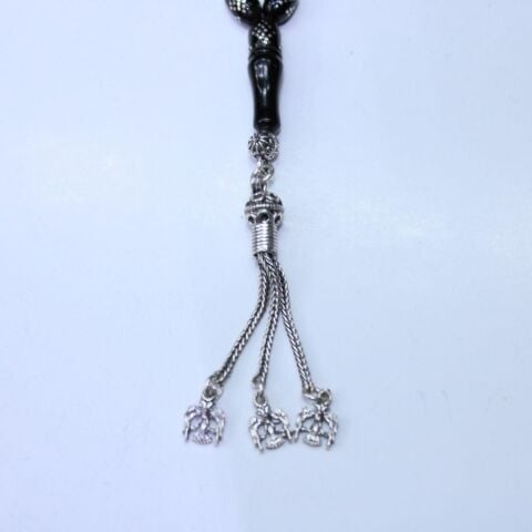 Baklava Piramit İşlemeli Oltu Taşı Tespih 6*9,5 (mm)