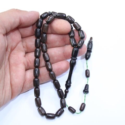 Yerli Atölye İşçiliği Abanoz  Ağacı Tespih 7*11 (mm)