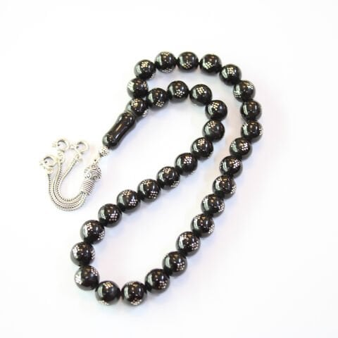 Baklava İşlemeli Oltu Taşı Küre Tespih 9,5 (mm)