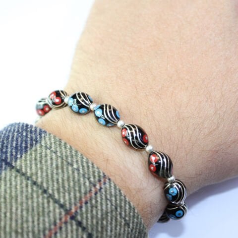6 lı Çeşm-i Bülbül Mercan Firuze Oltu Taşı Bileklik