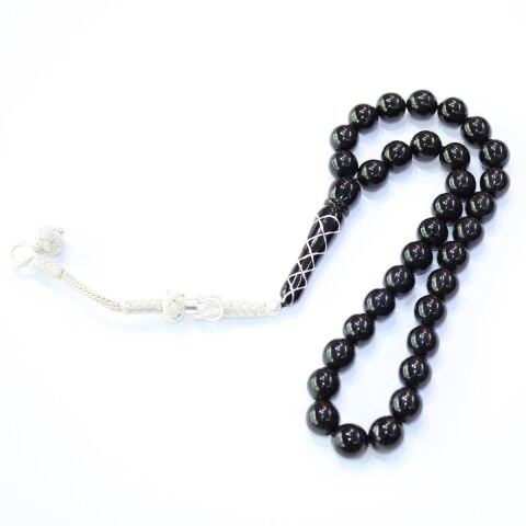 Çeşm-i Sarmal İşlemeli Oltu Taşı Tespih 9 (mm)