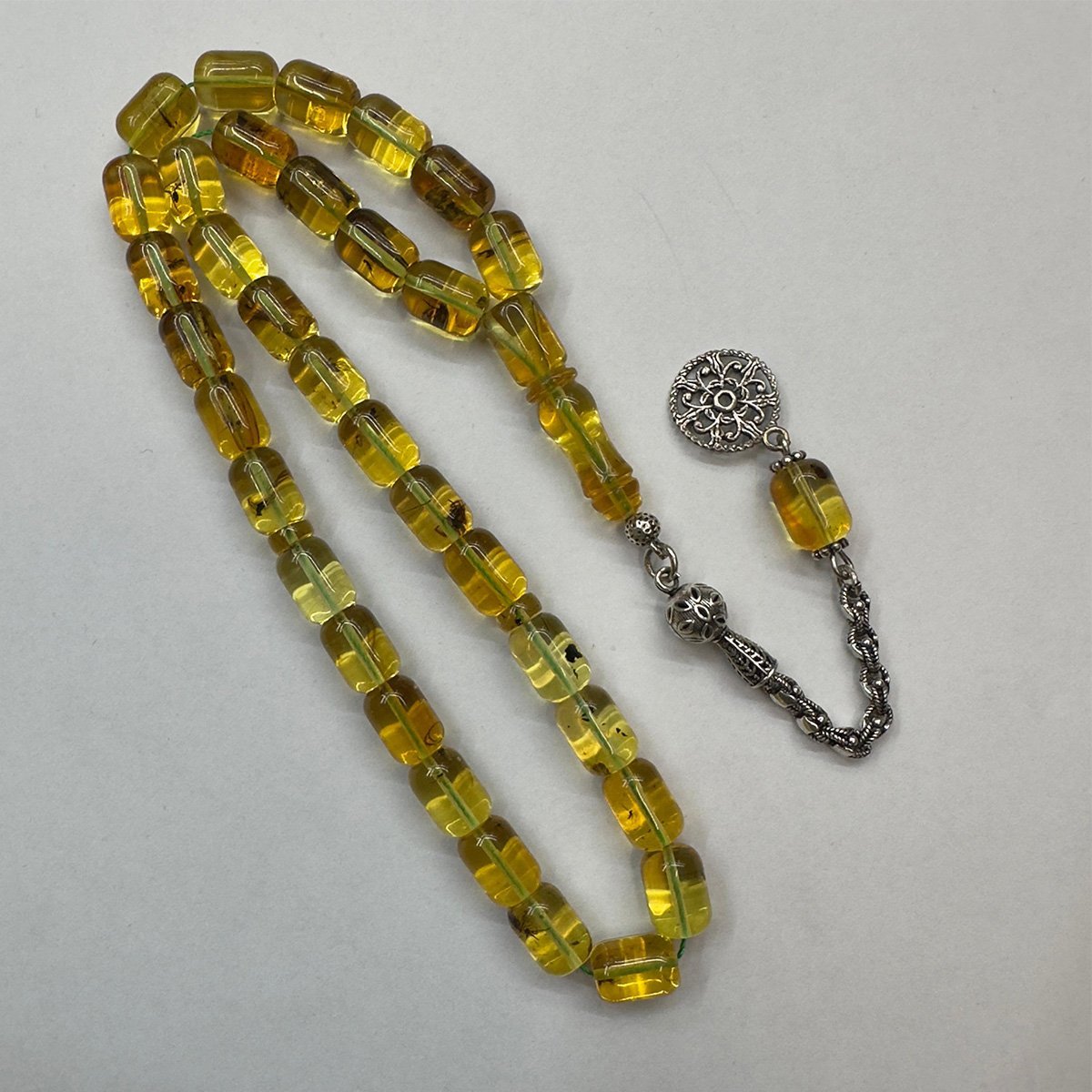 Haşere Fosilli Kaliningrad Damla Kehribar Tespih 7,5*10 (mm)