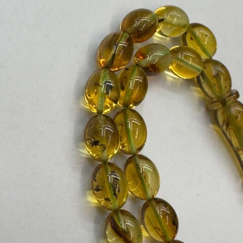 Haşere Fosilli Kaliningrad Damla Kehribar Tespih 6,5*8,5 (mm)