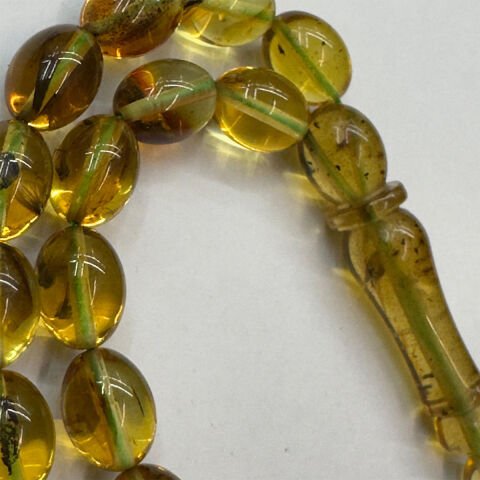 Haşere Fosilli Kaliningrad Damla Kehribar Tespih 6,5*8,5 (mm)