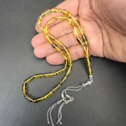 Toprak Fosilli Kaliningrad Damla Kehribar Tespih 5*13 (mm)