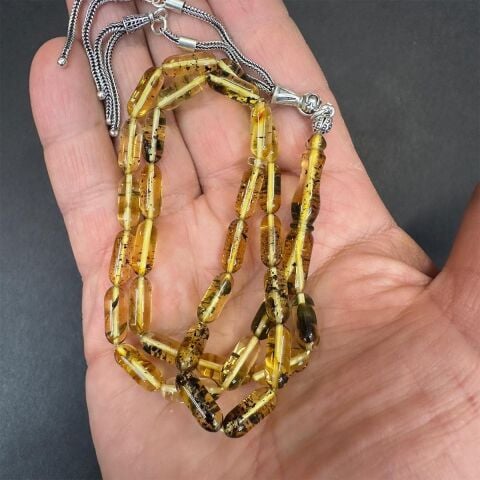 Toprak Fosilli Kaliningrad Damla Kehribar Tespih 5*13 (mm)