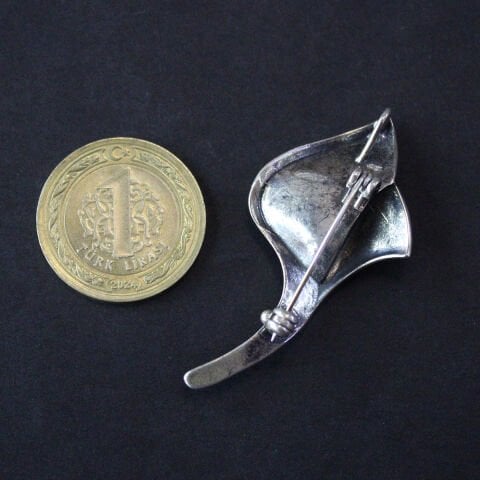 Oltu Taşlı Markazit Gümüş Broş-16