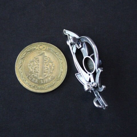 Oltu Taşlı Markazit Gümüş Broş-17