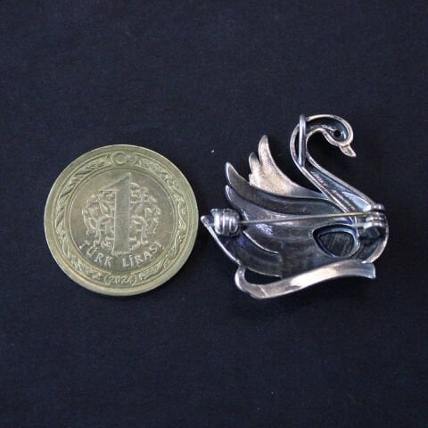 Oltu Taşlı Markazit Gümüş Broş-18