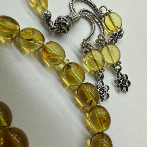 Haşere Fosilli Kaliningrad Damla Kehribar Tespih 7,5*9 (mm)