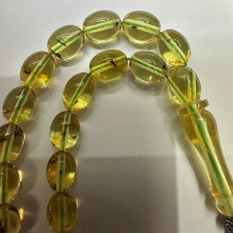 Haşere Fosilli Kaliningrad Damla Kehribar Tespih 6*8 (mm)