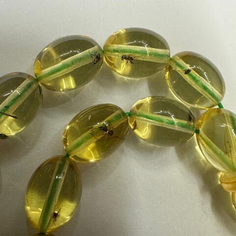 Haşere Fosilli Kaliningrad Damla Kehribar Tespih 6*8 (mm)