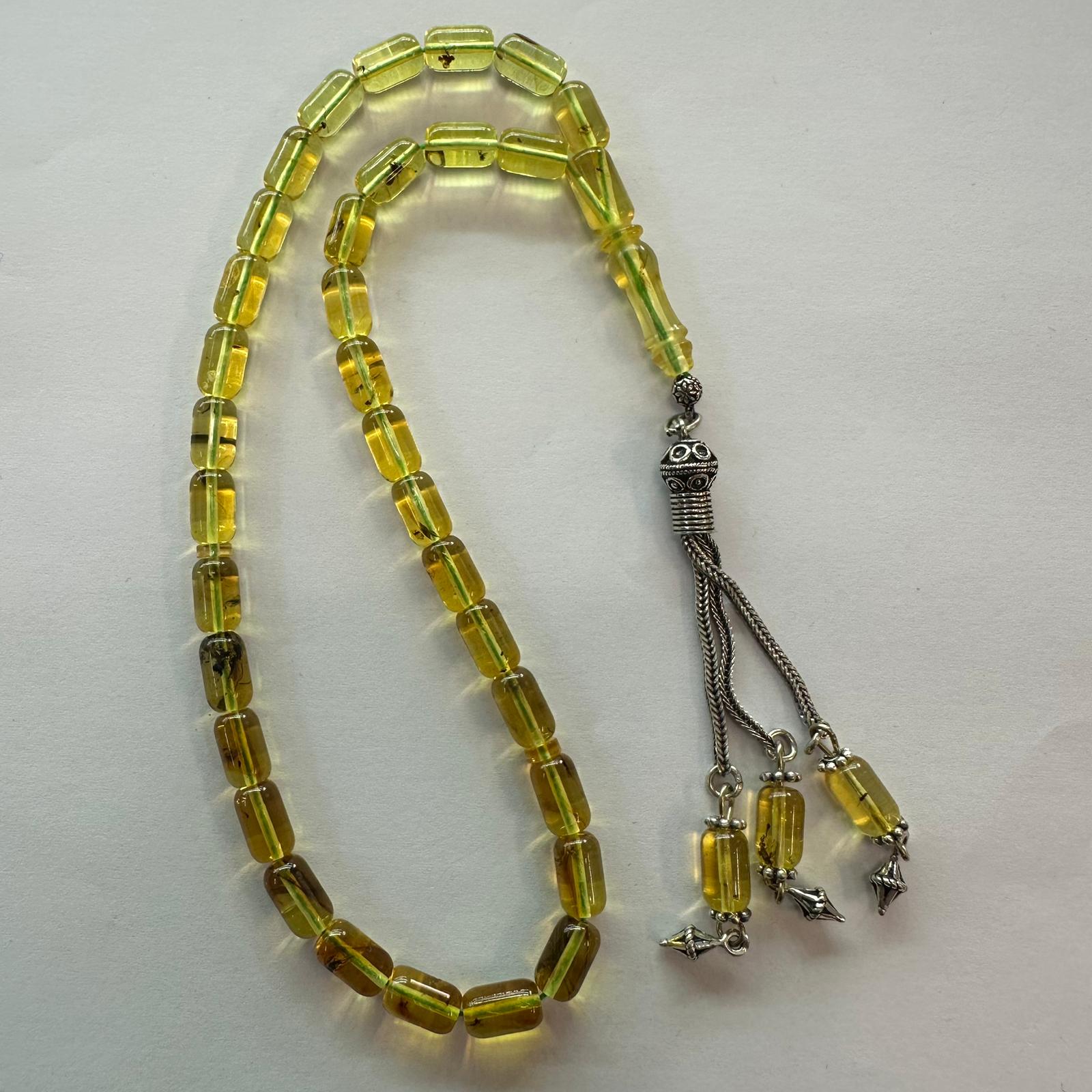 Haşere Fosilli Kaliningrad Damla Kehribar Tespih 5,5*9 (mm)