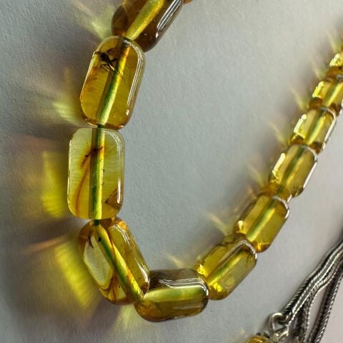 Haşere Fosilli Kaliningrad Damla Kehribar Tespih 5,5*9 (mm)