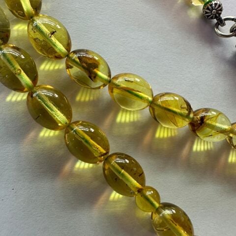 Haşere Fosilli Kaliningrad Damla Kehribar Tespih 6,5*8,5 (mm)