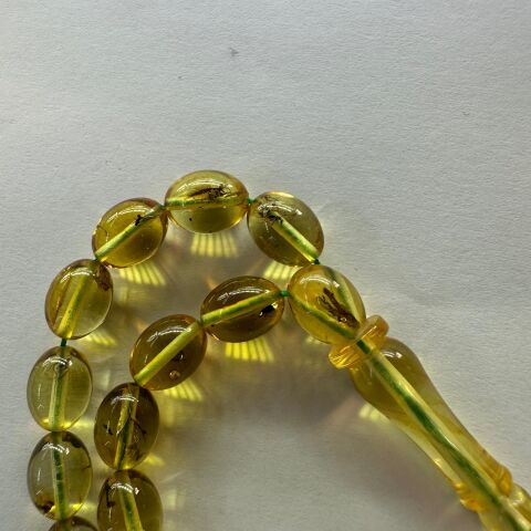 Haşere Fosilli Kaliningrad Damla Kehribar Tespih 6,5*8,5 (mm)