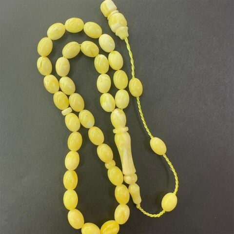 Akça Sistemli Kaliningrad Damla Kehribar Beyzi Tespih 6*8 (mm)