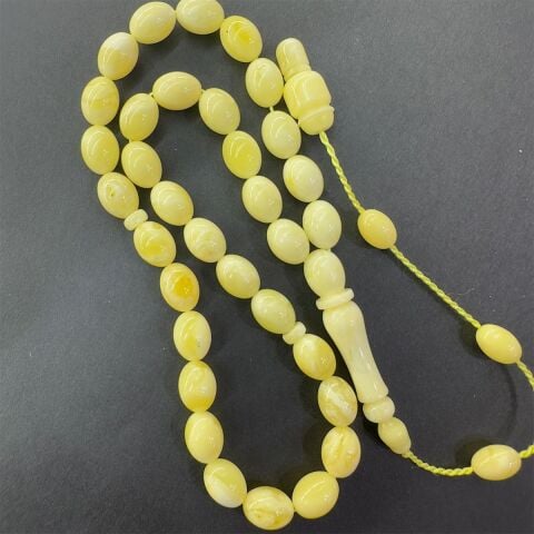 Akça Sistemli Kaliningrad Damla Kehribar Beyzi Tespih 6,5*8,5 (mm)