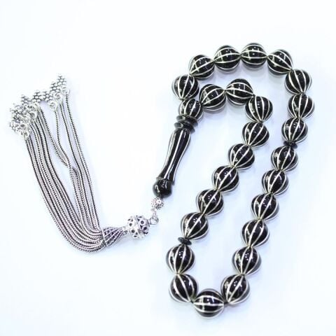 12'li Karpuz Dilimi Maskot Oltu Taşı Tespih 11 (mm)