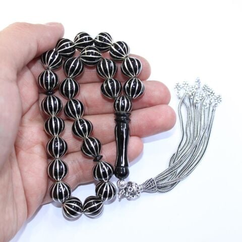 12'li Karpuz Dilimi Maskot Oltu Taşı Tespih 11 (mm)