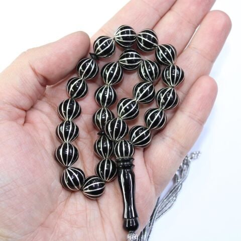 12'li Karpuz Dilimi Maskot Oltu Taşı Tespih 11 (mm)