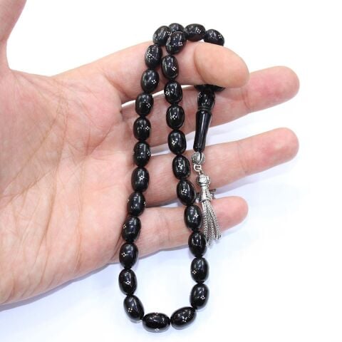 12'li İşleme Oltu Taşı Tespih 7*10,5 (mm)