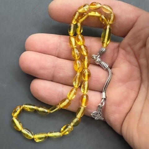 Haşere Fosilli Kaliningrad Damla Kehribar Tespih 5,5*10 (mm)