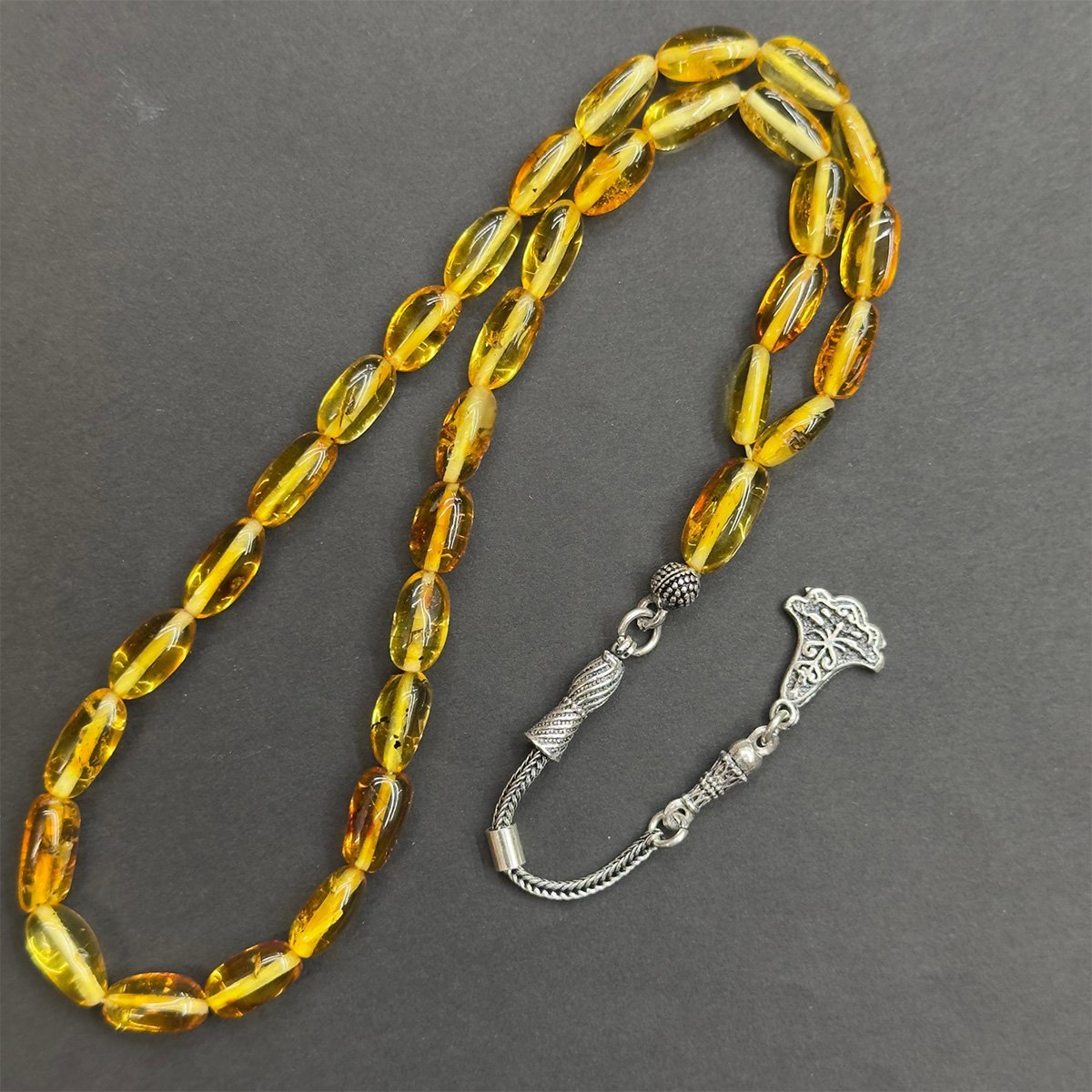 Haşere Fosilli Kaliningrad Damla Kehribar Tespih 5*10 (mm)