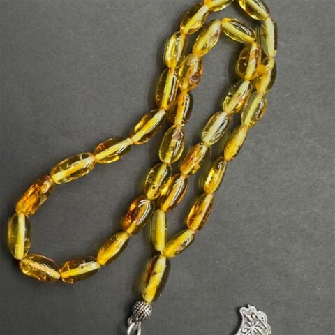 Haşere Fosilli Kaliningrad Damla Kehribar Tespih 5*10 (mm)