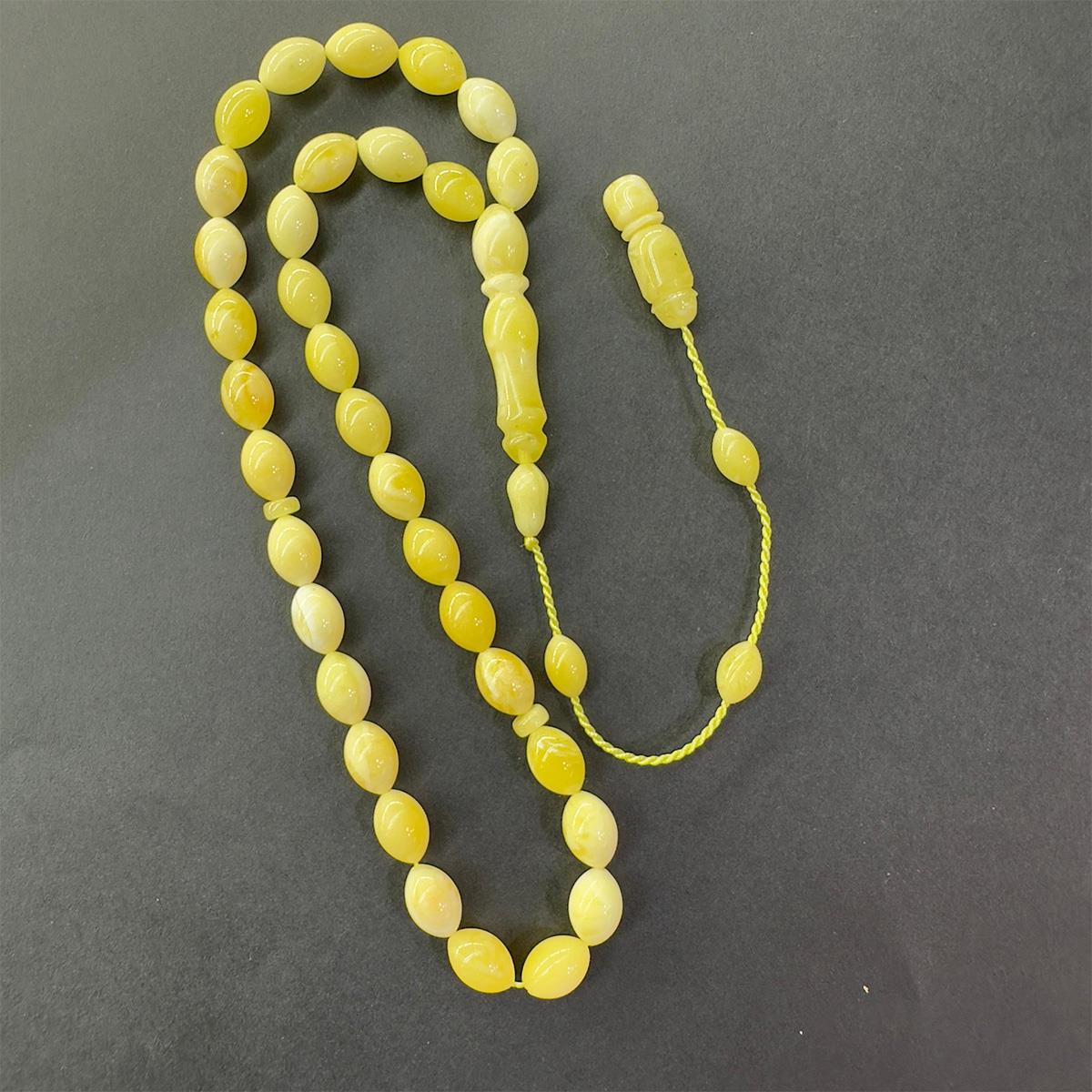 Akça Sistemli Kaliningrad Damla Kehribar Beyzi Tespih 6.5*9 (mm)