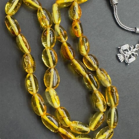 Haşere Fosilli Kaliningrad Damla Kehribar Tespih 5*10 (mm)