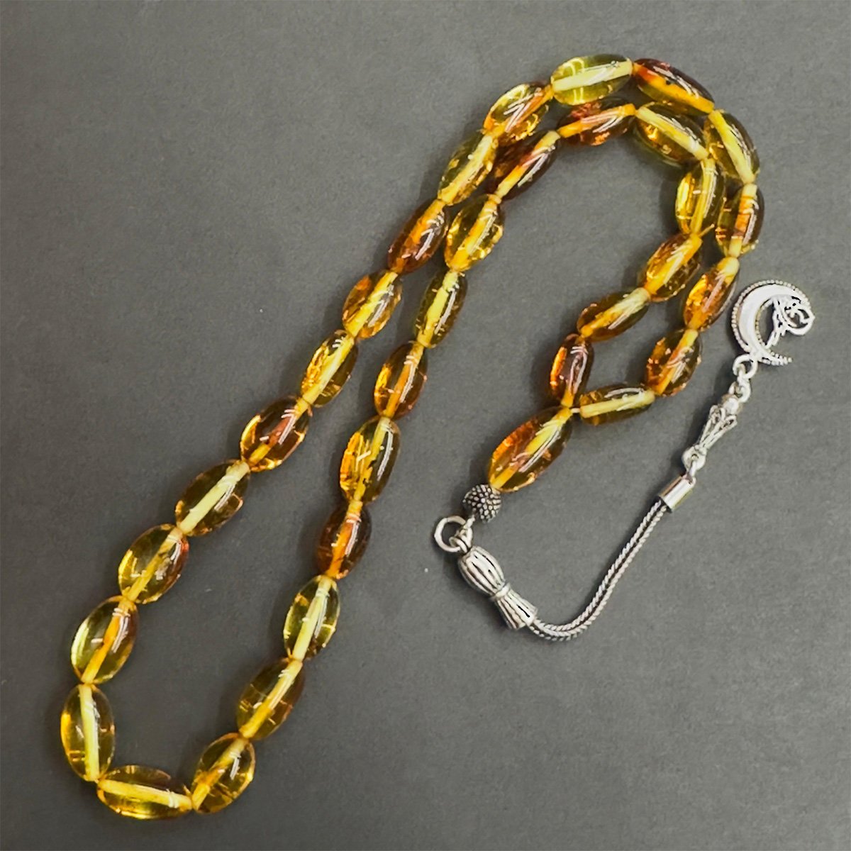 Haşere Fosilli Kaliningrad Damla Kehribar Tespih 5*11 (mm)