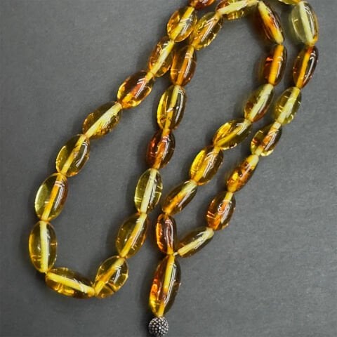 Haşere Fosilli Kaliningrad Damla Kehribar Tespih 5*11 (mm)