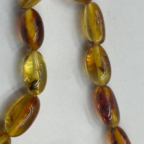 Haşere Fosilli Kaliningrad Damla Kehribar Tespih 5*11 (mm)