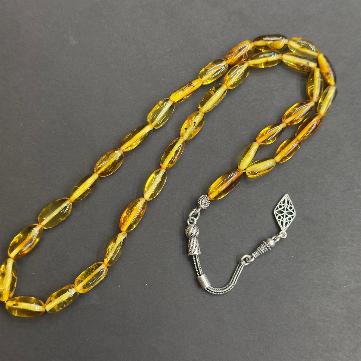 Haşere Fosilli Kaliningrad Damla Kehribar Tespih 6*12 (mm)