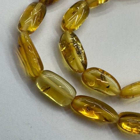 Haşere Fosilli Kaliningrad Damla Kehribar Tespih 6*12 (mm)