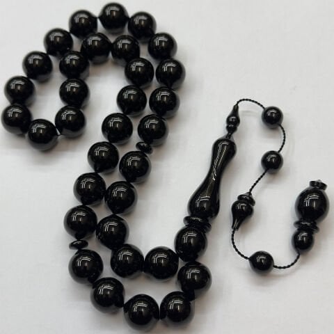 Usta İşi Oltu Taşı Uçlu Küre Tespih 11*12 (mm)