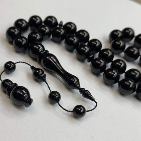 Usta İşi Oltu Taşı Uçlu Küre Tespih 11*12 (mm)